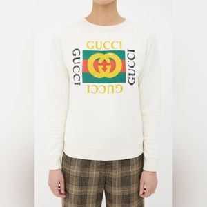 Gucci Cream Distressed Logo Sweatshirt